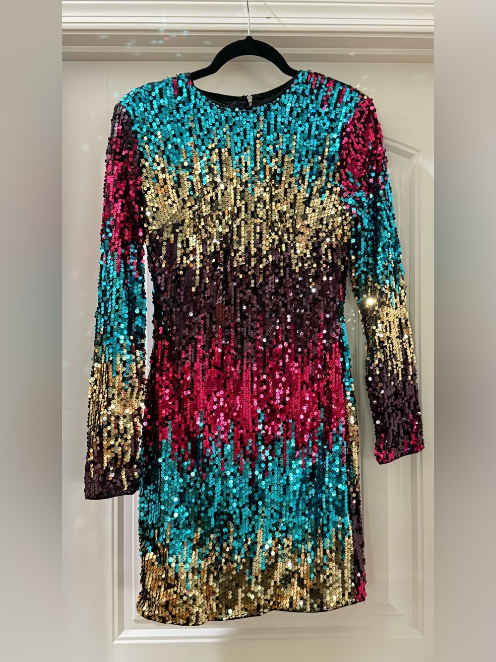 SHEIN Teal, Gold, Fuchsia & Black Sequin Bodycon Dress